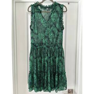 Tommy Hilfiger Green Palm Sheer Swim Cover Size 14 EUC